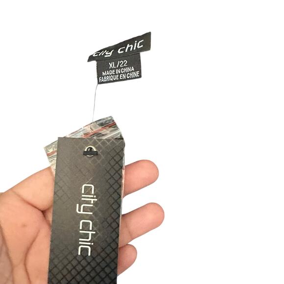 NWT City Chic Plus Size 22 Black & Blue Floral Off the Shoulder Mini Dress - Picture 9 of 11